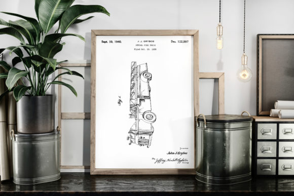 Download Vintage Patent Art - Aerial Fire Truck - Premium Resources