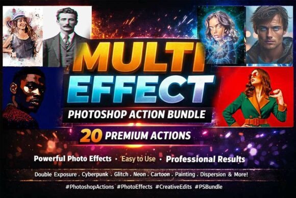 Download Multi Effect Photoshop Action Bundle - Effect Collection